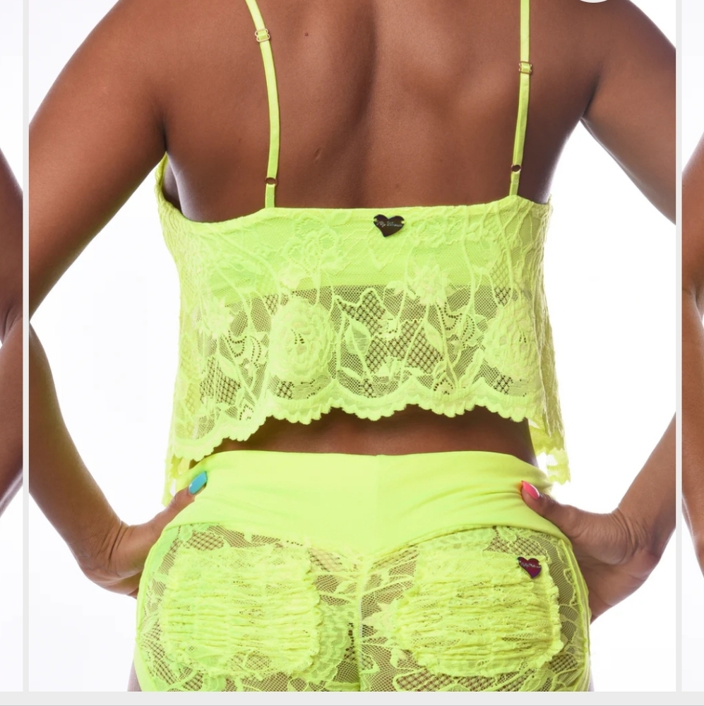Cute Booty Lounge Yellow Lace Chemise Set